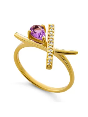 Orphelia® 'Charlotte' Women's Sterling Silver Ring - Gold ZR-7580/A