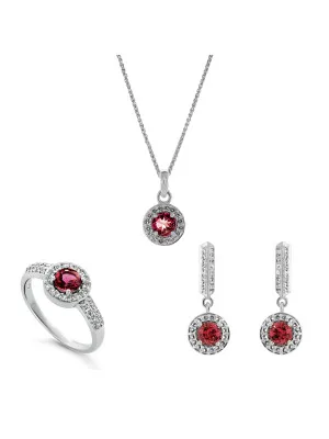 Orphelia® 'Bristol' Women's Sterling Silver Set: Necklace + Earrings + Ring - Silver SET-7579/P